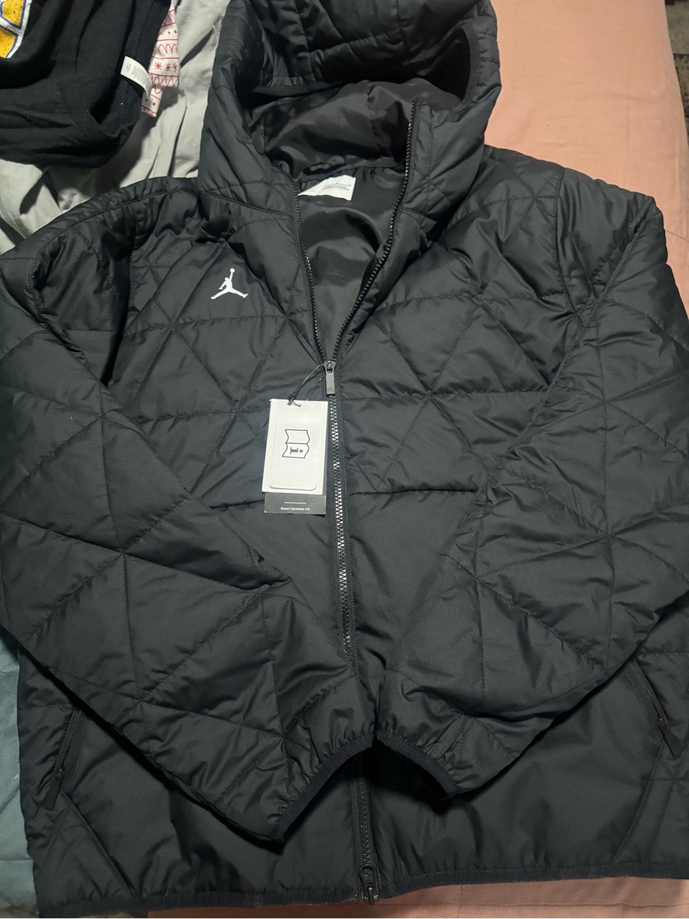 Jordan Black Quilted Hooded Puffer Jacket